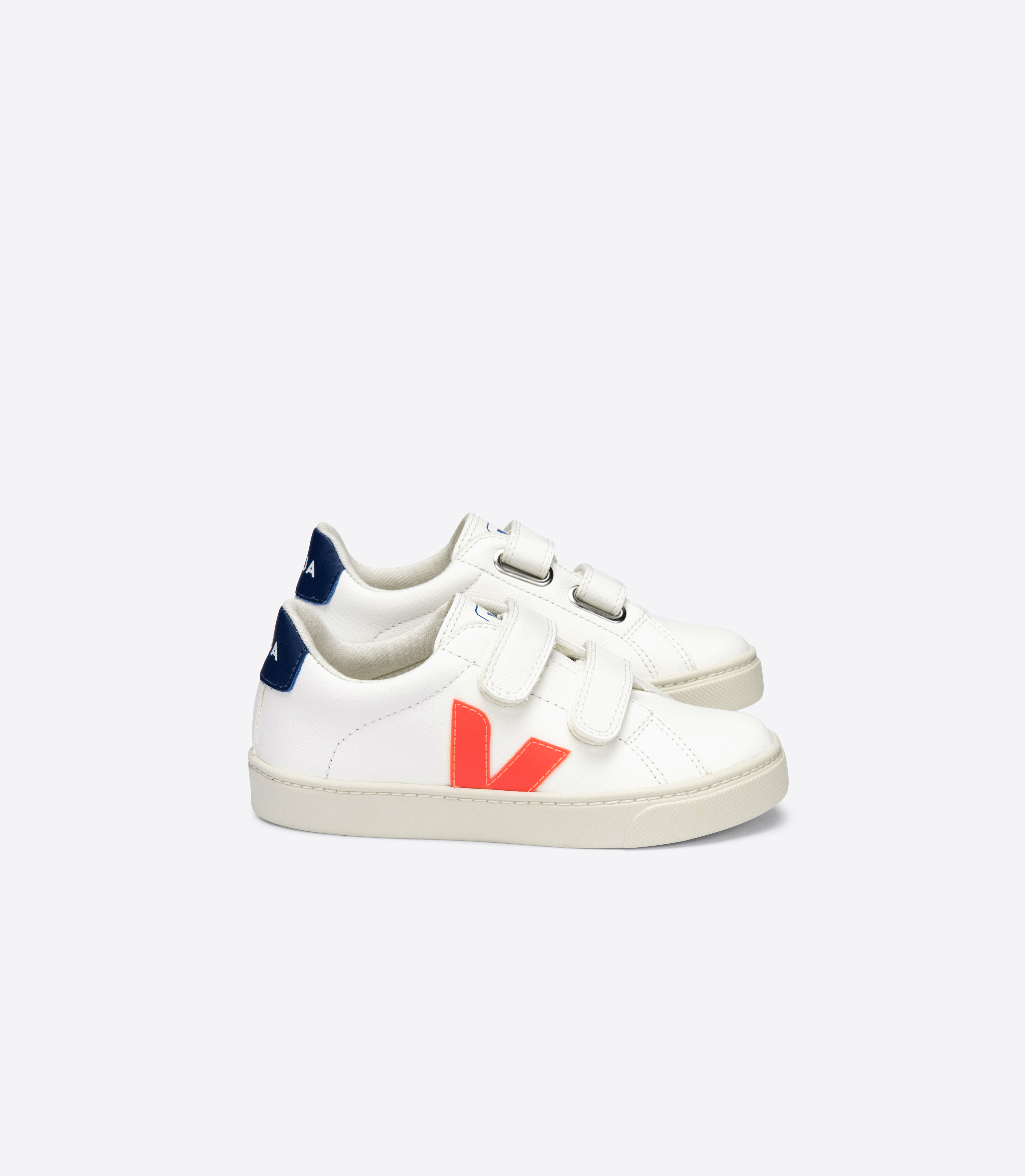 ESPLAR LEATHER WHITE ORANGE FLUO COBALT | VEJA