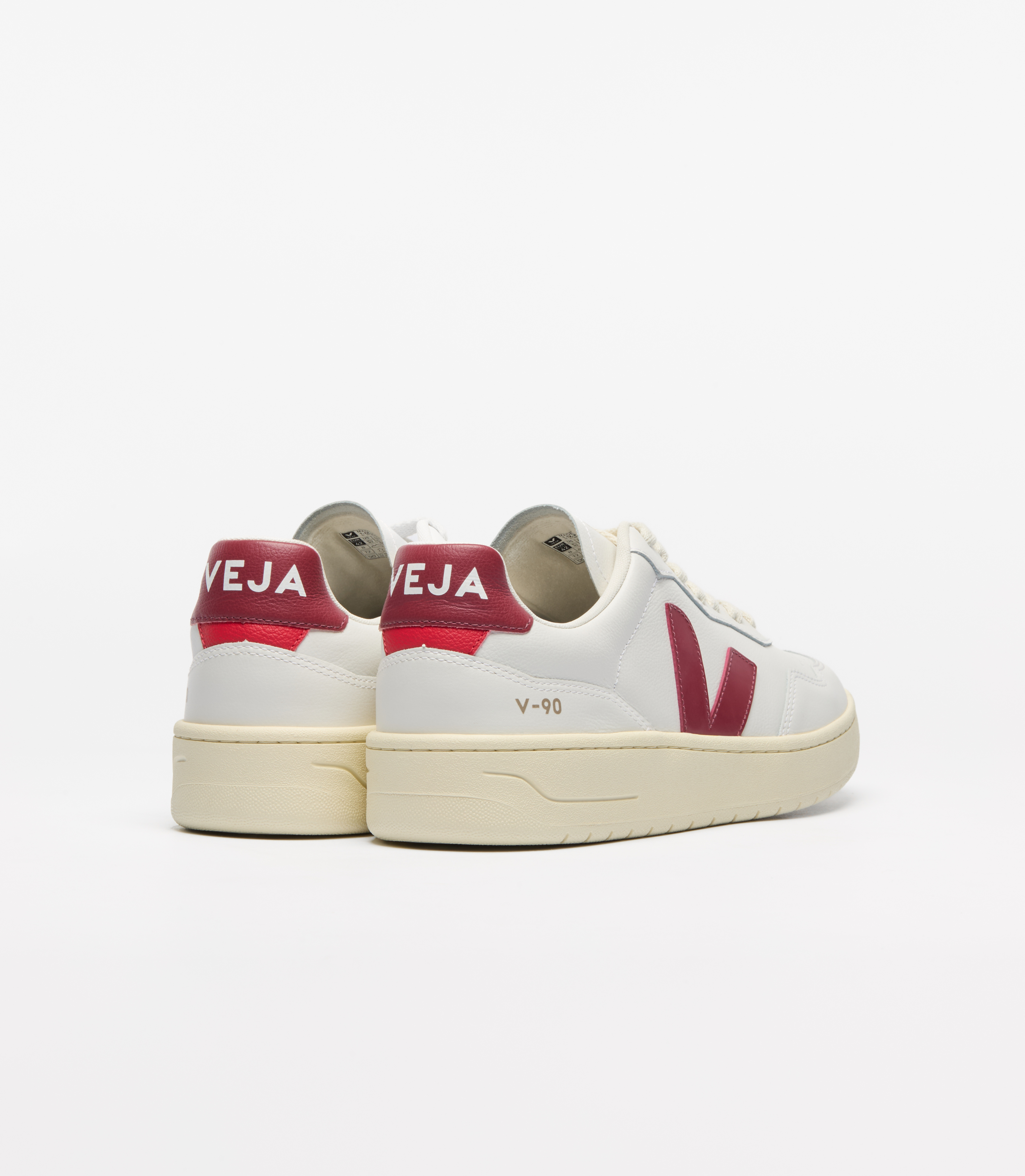 【送料&関税込】Veja Sneakers V-10 In White And Marsala Leat Veja Campo Chromefree Marsala Lace Up Logo Sneaker White Red