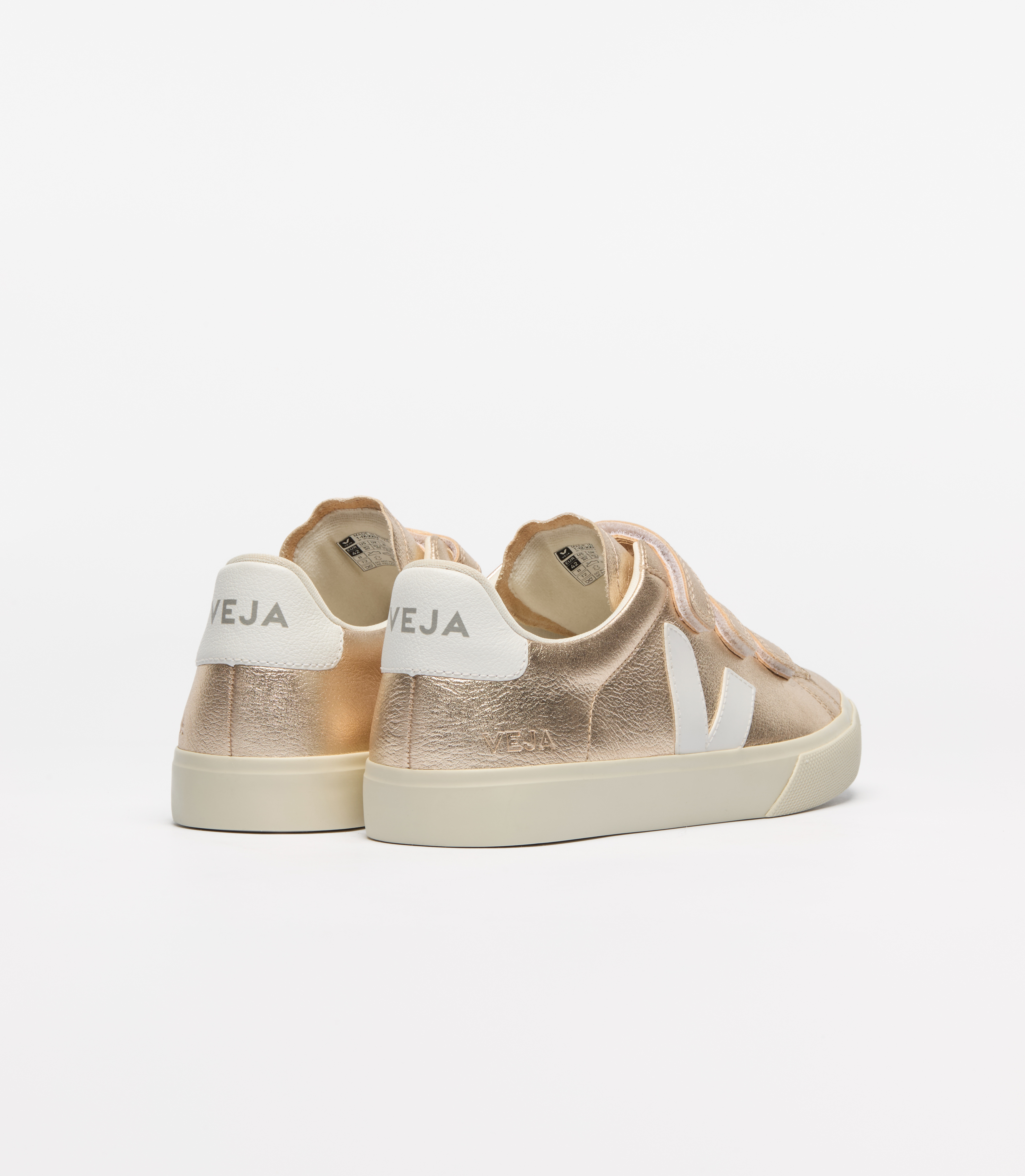 【関税込み】Recife Logo Sneakers - Veja - Leather - Gold Veja White & Gold Recife Leather Sneakers - Casual Shoes