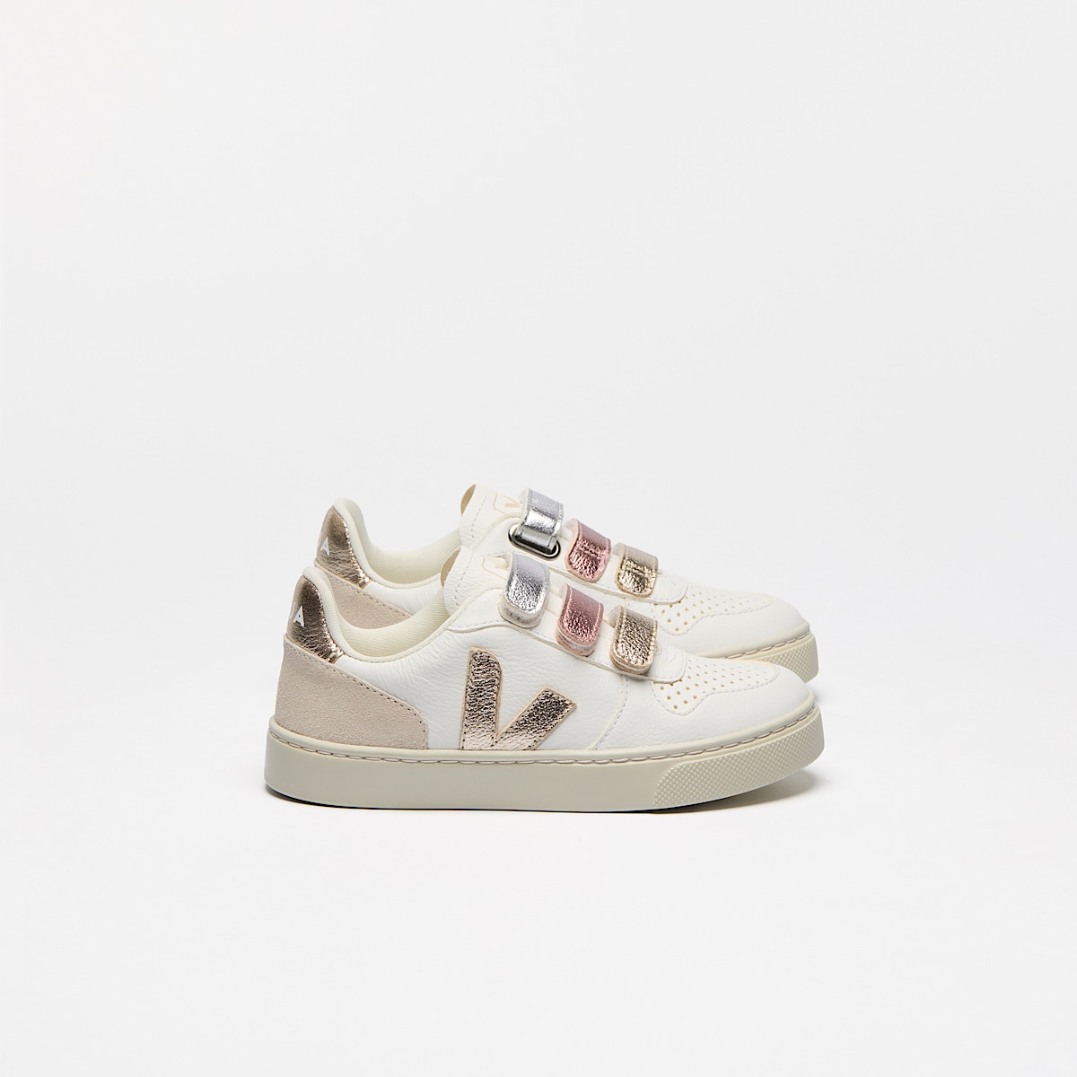 veja baskets small-v-10 cuir multicolore CV0520647 Lateral view