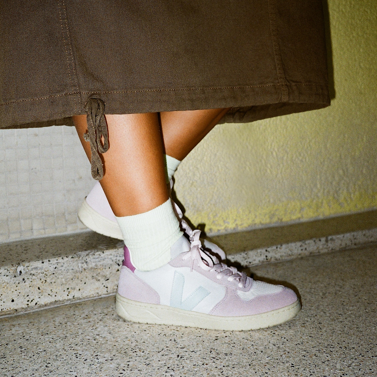 veja zapatillas v-10 cuero morado VX0203476