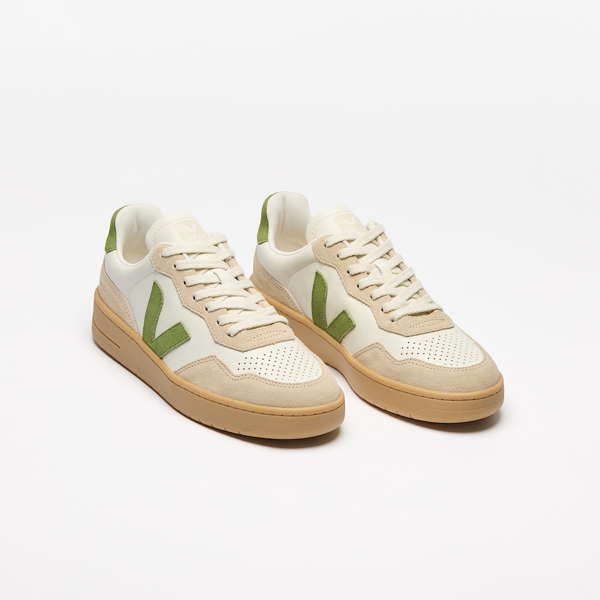 veja zapatillas v-90 algodón-orgánico beige VD2020916 Top view
