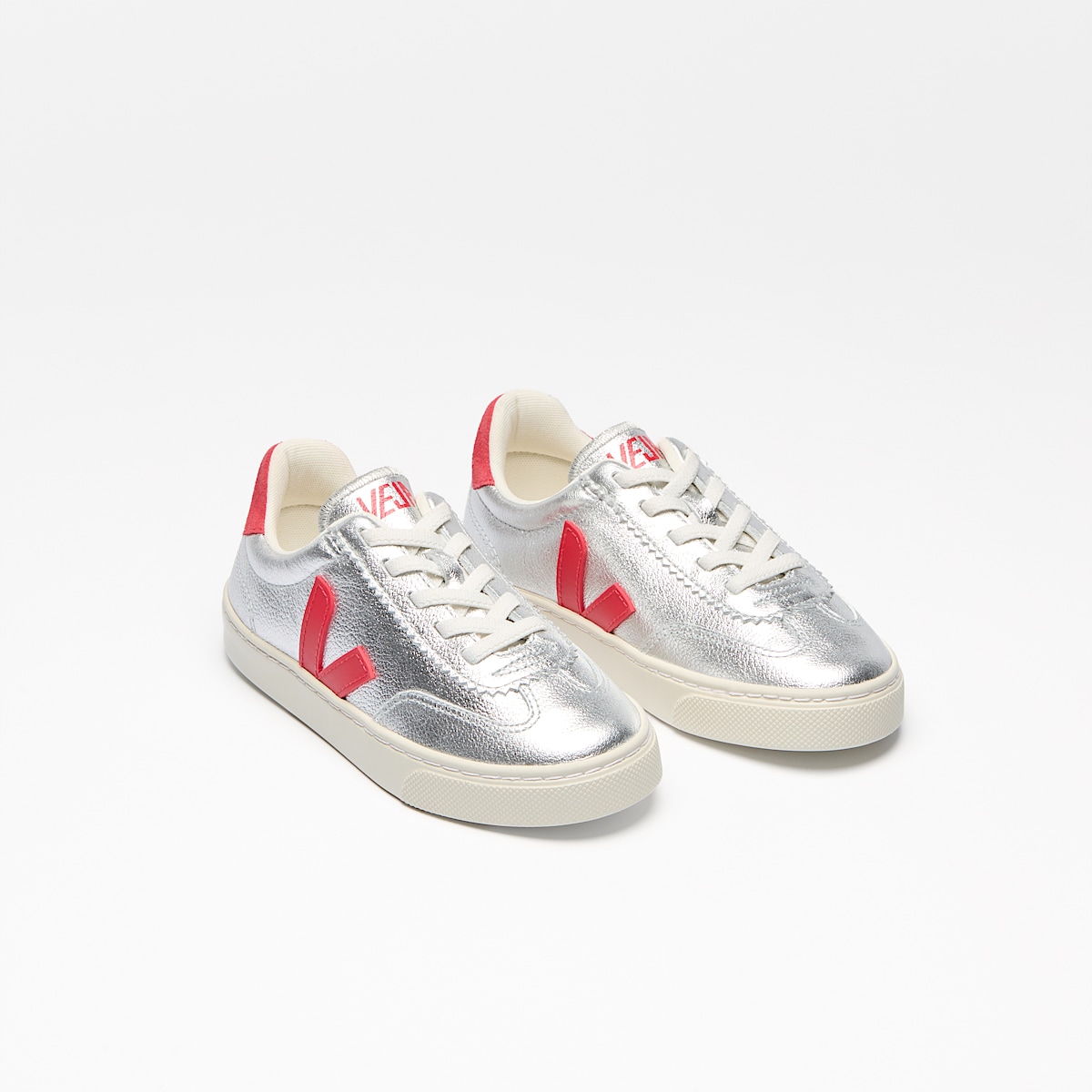 veja baskets small-volley cuir-biologique argenté SY2021183 Top view