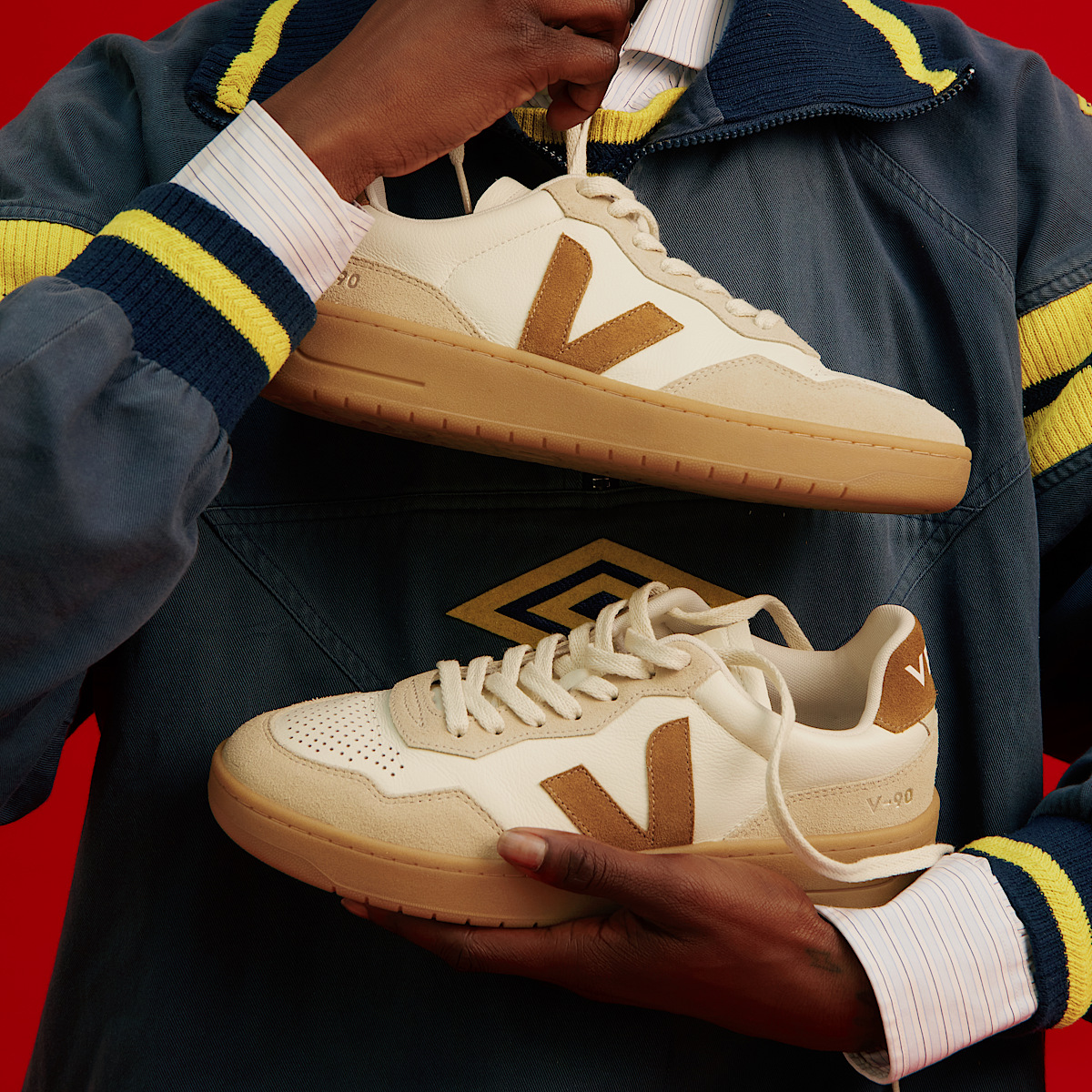veja sneakers v-90 organic-cotton beige VD2020915