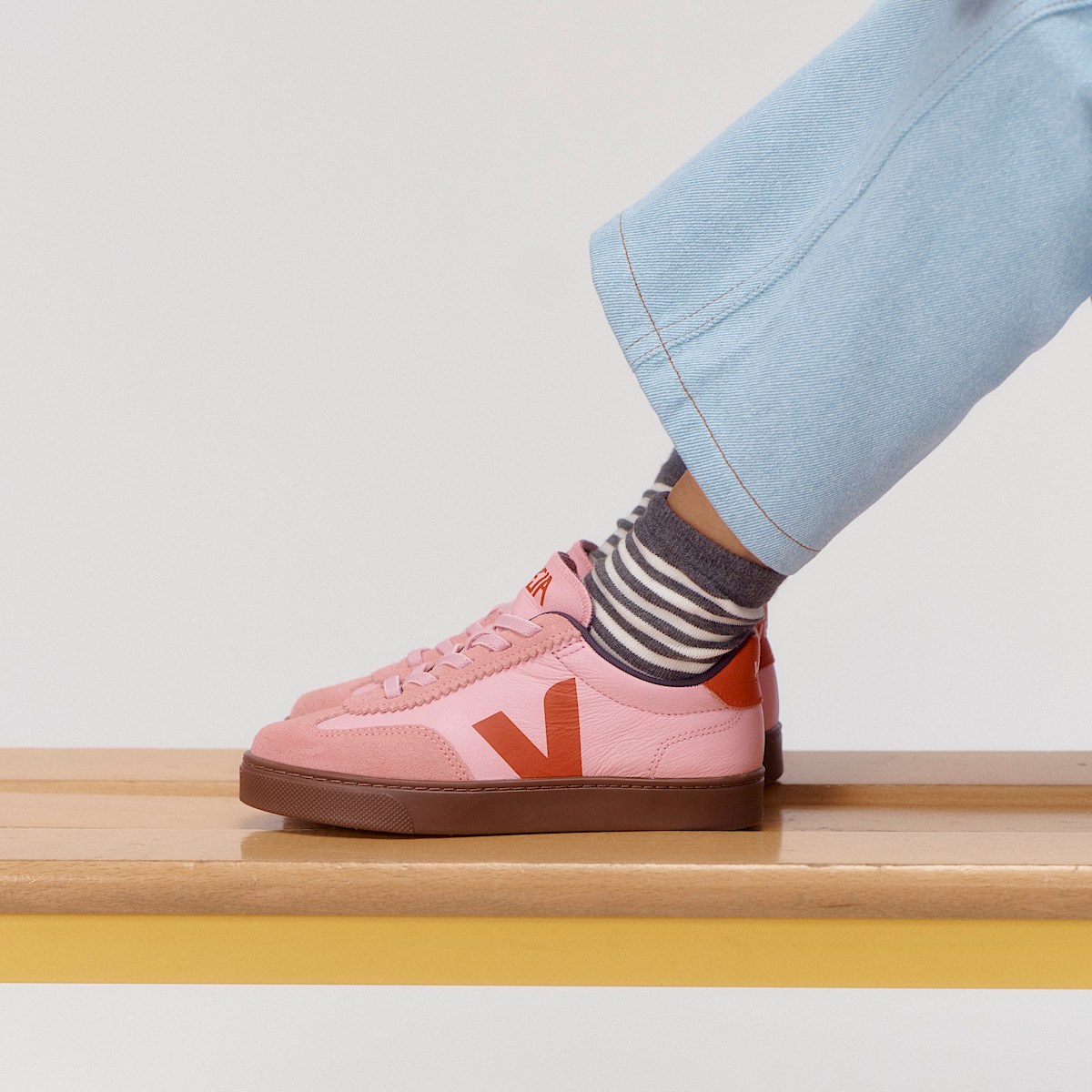veja baskets small-volley cuir-biologique rose SY2021016