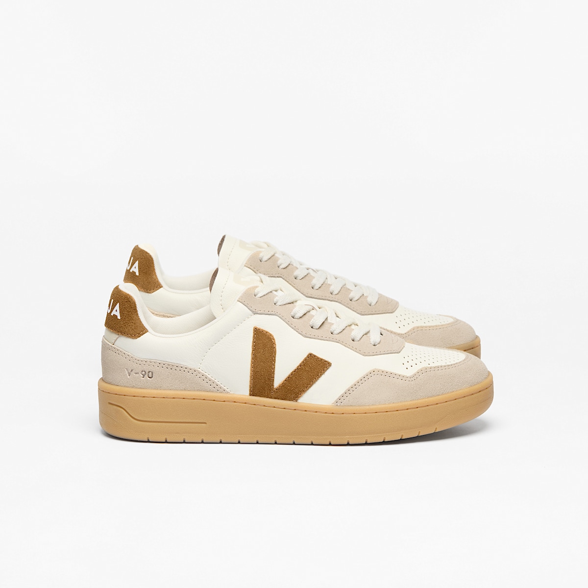veja sneakers v-90 organic-cotton beige VD2020915 Lateral view