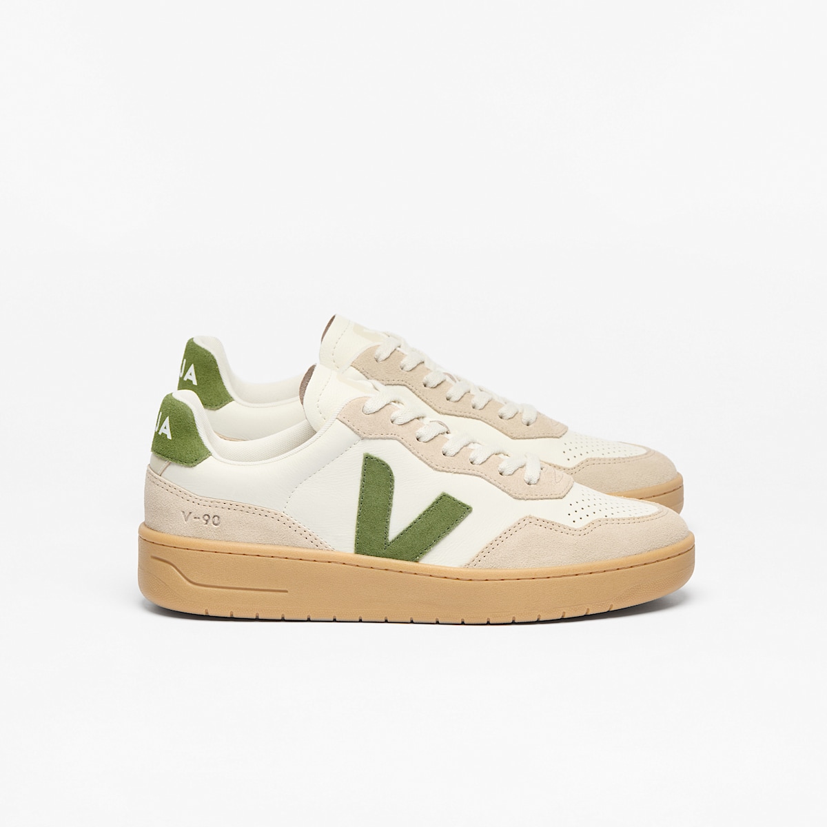 veja zapatillas v-90 algodón-orgánico beige VD2020916 Lateral view