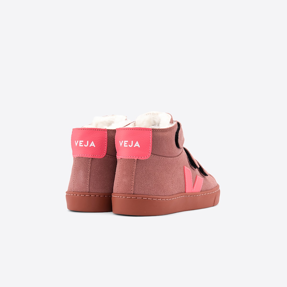 veja sneakers small-esplar-mid-fur forro rosa MF0902407 Back view