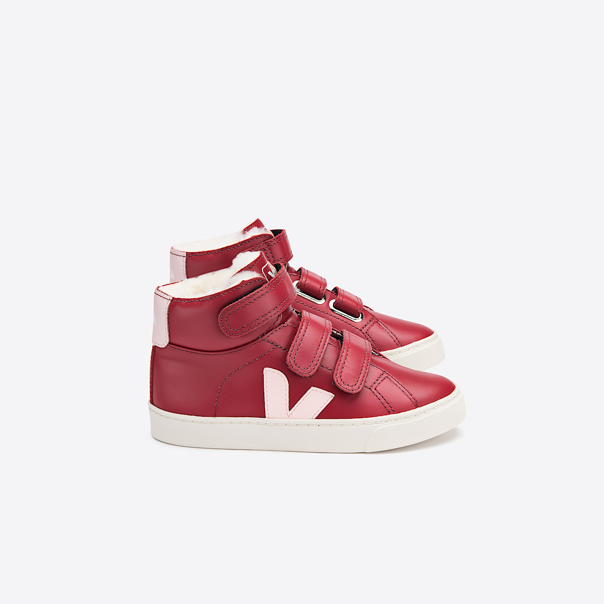 veja sneakers small-esplar-mid-fur fured red MF0801723 Lateral view