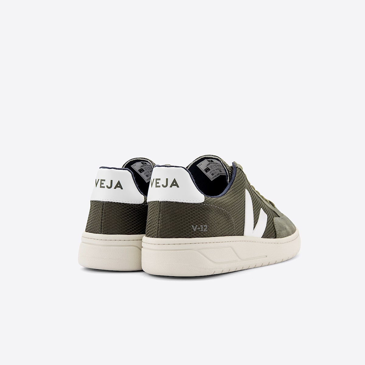 veja sneakers v-12 organic-cotton green XD0101665 Back view