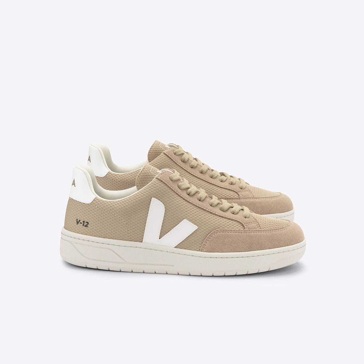 veja baskets v-12 recyclé beige XD0102910 Lateral view