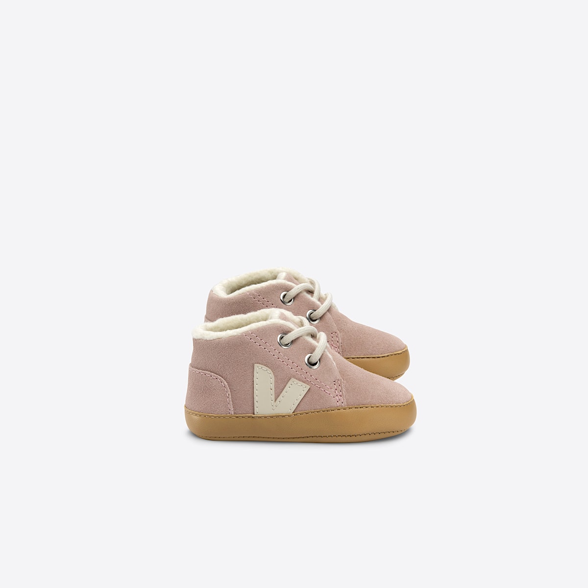 veja sapatilhas baby-winter camurça cor-de-rosa BF0303445 Lateral view