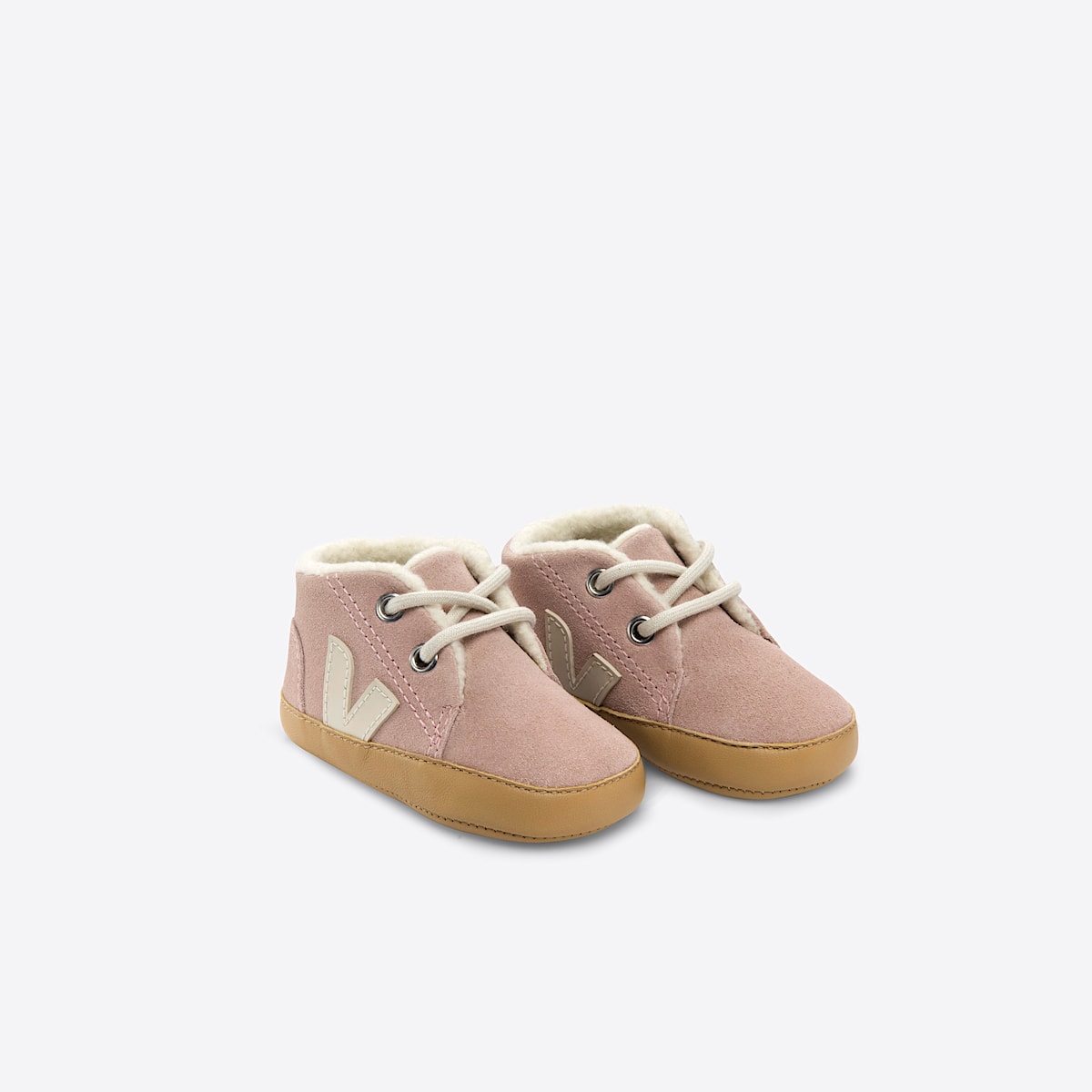 veja sapatilhas baby-winter camurça cor-de-rosa BF0303445 Top view