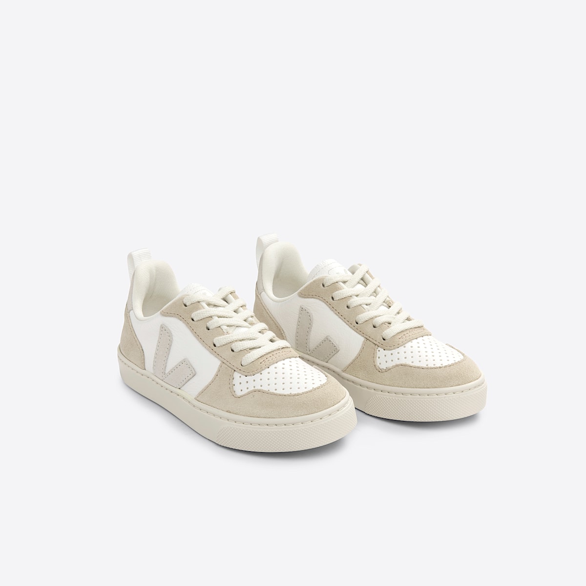veja sapatilhas small-v-10-laces couro branco CX0703426 Top view