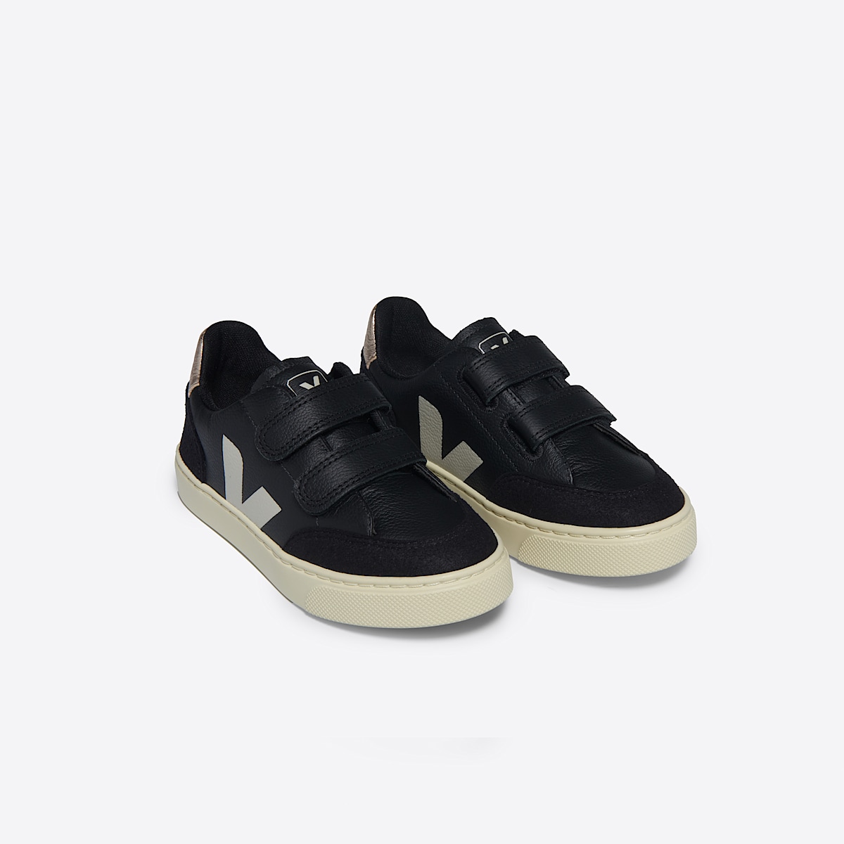 veja baskets small-v-12 cuir noir XV0503795 Top view