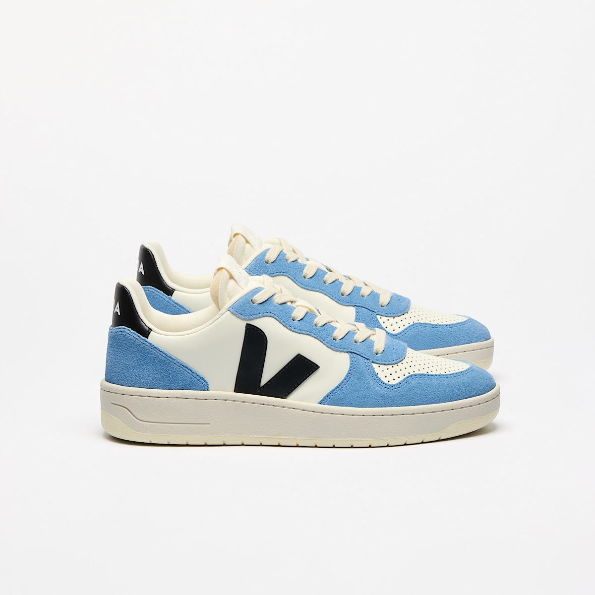 veja baskets v-10-prime cuir bleu VI0220503 Lateral view