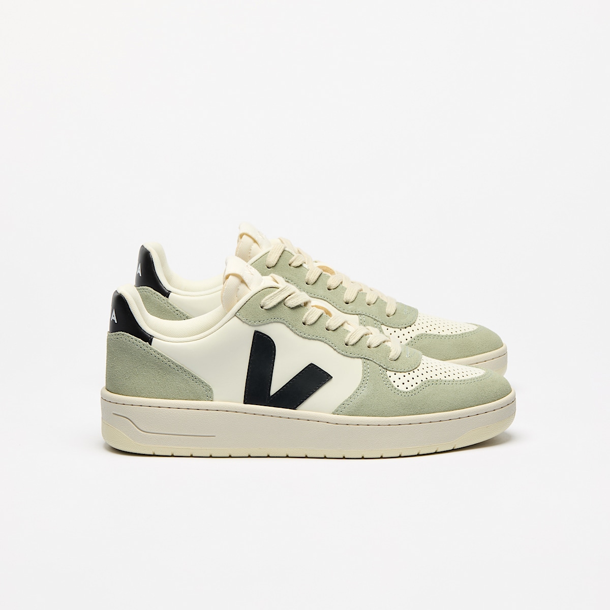 veja baskets v-10-prime cuir vert VI0220500 Lateral view