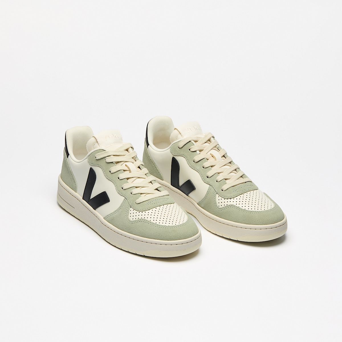 veja baskets v-10-prime cuir vert VI0220500 Top view