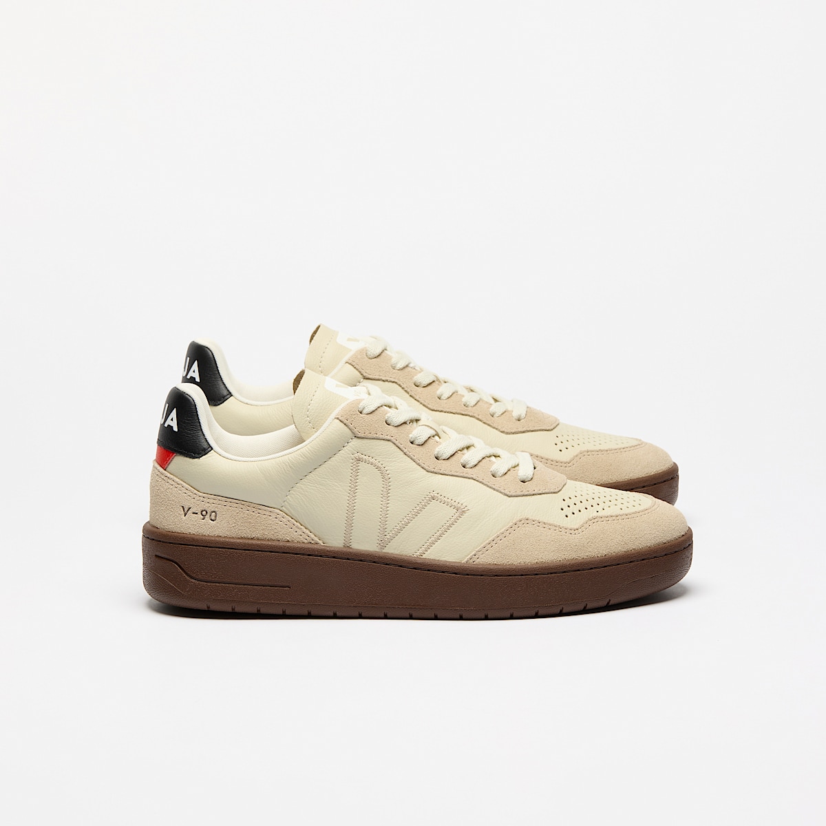 veja baskets v-90-zz cuir-biologique beige VZ2020751 Lateral view