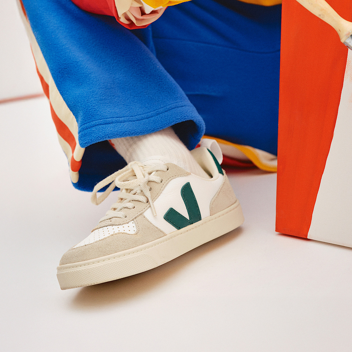 veja small-v-10-laces cuero blanco CX0703424