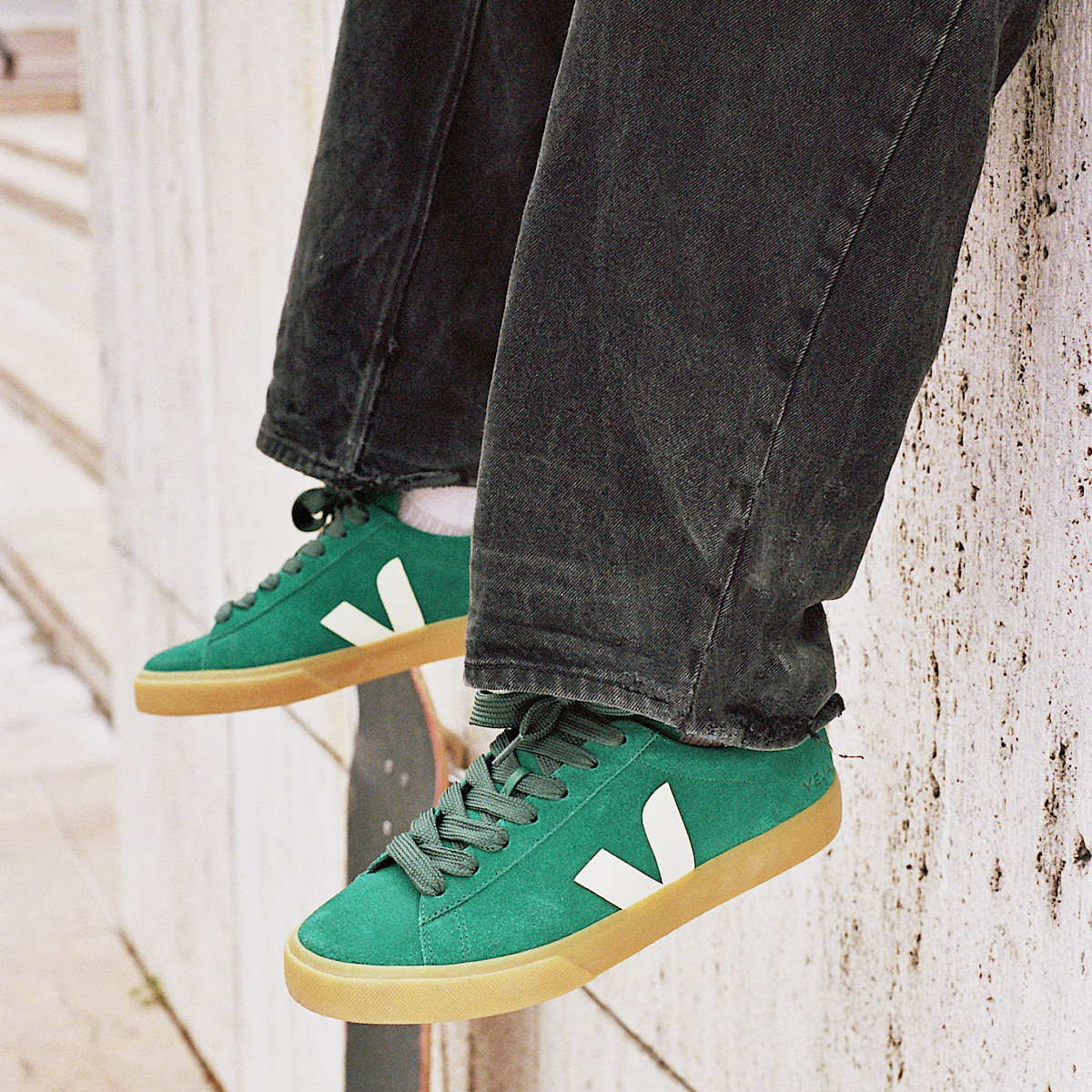 veja sneakers campo pelle-scamosciata verde CP0303695