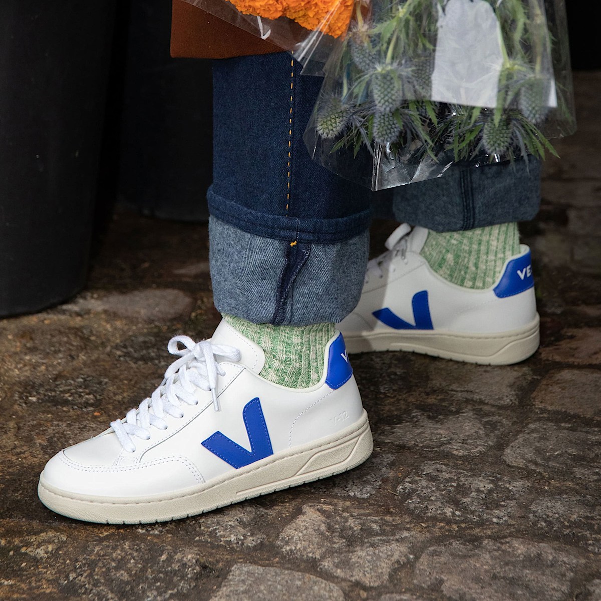 veja v-12 cuir blanc XD0203104