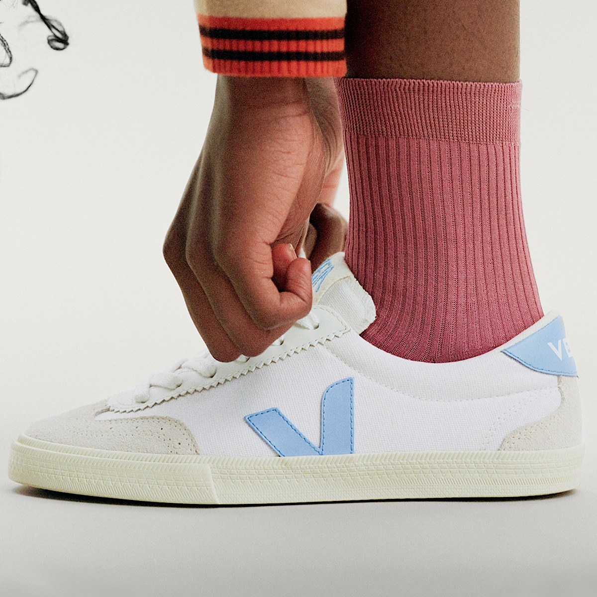 veja sneakers volley ekologisk-bomull vit VO0103648