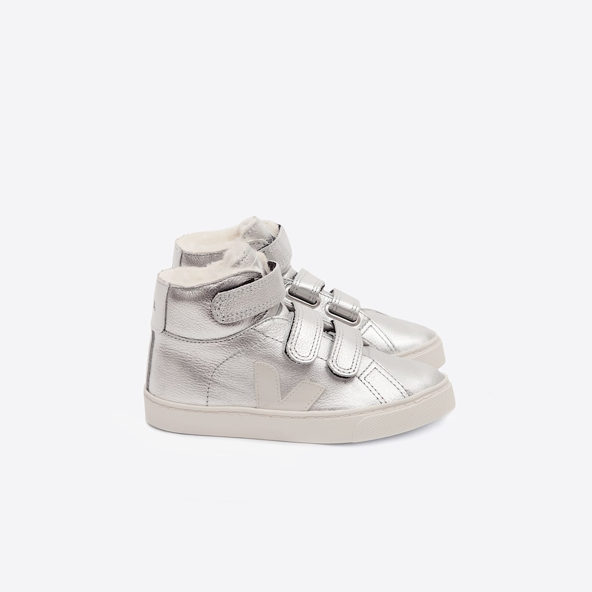 veja sneakers small-esplar-mid-fur fured silver MF0801218 Lateral view