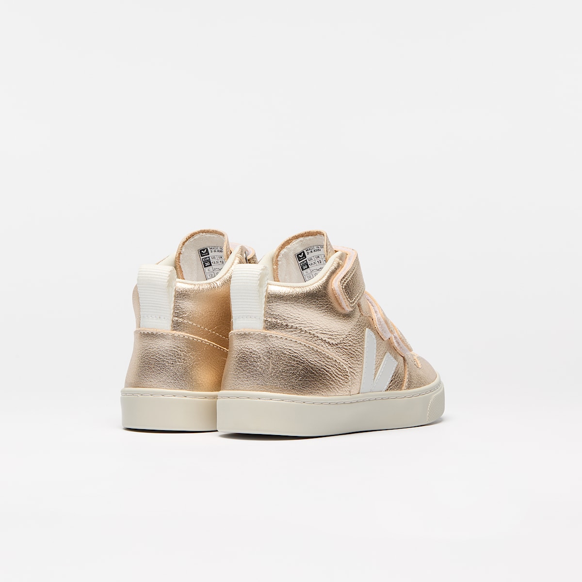 veja baskets small-v-10-mid cuir doré DV0503037 Back view