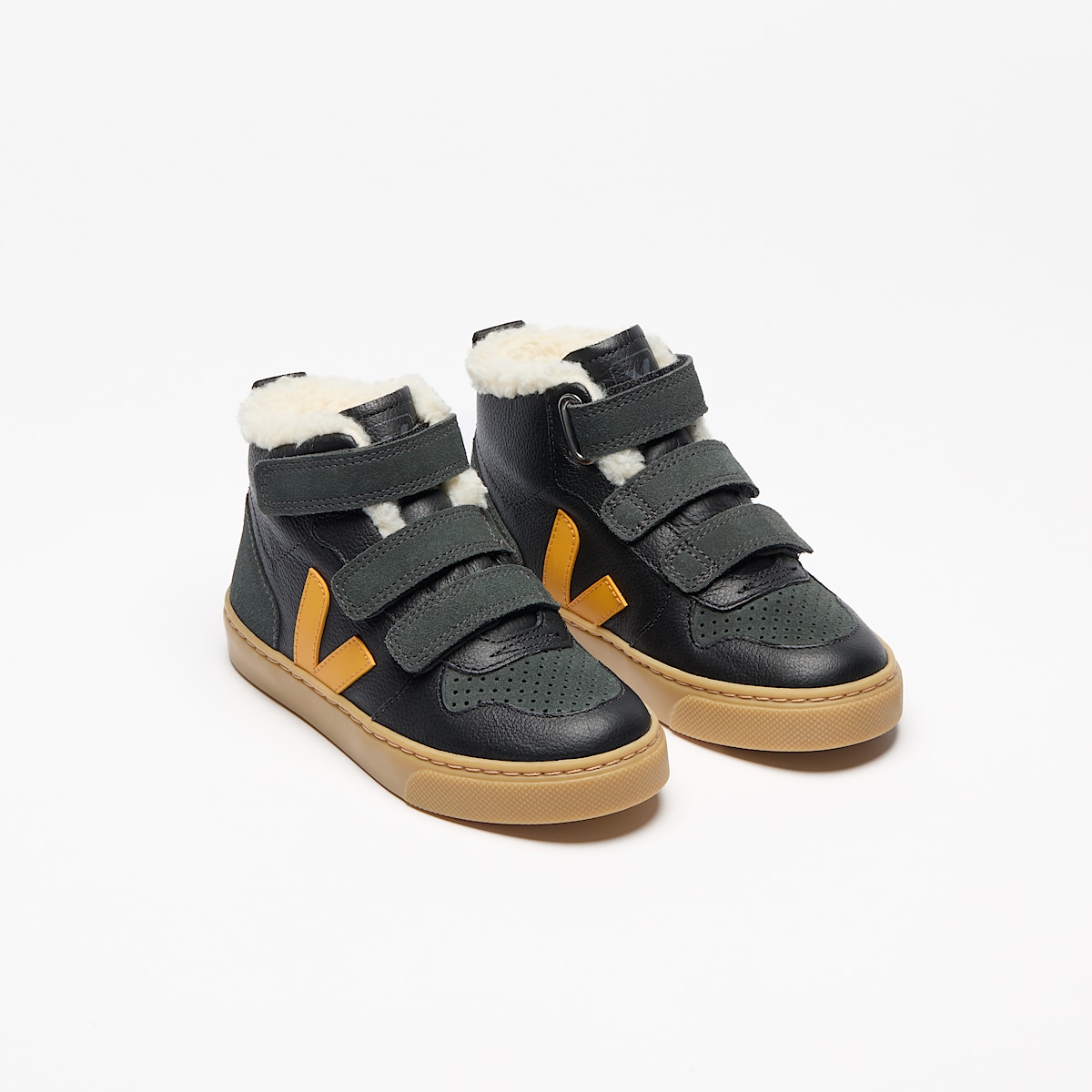 veja baskets small-v-10-mid-winter fourré noir DF0503814 Top view