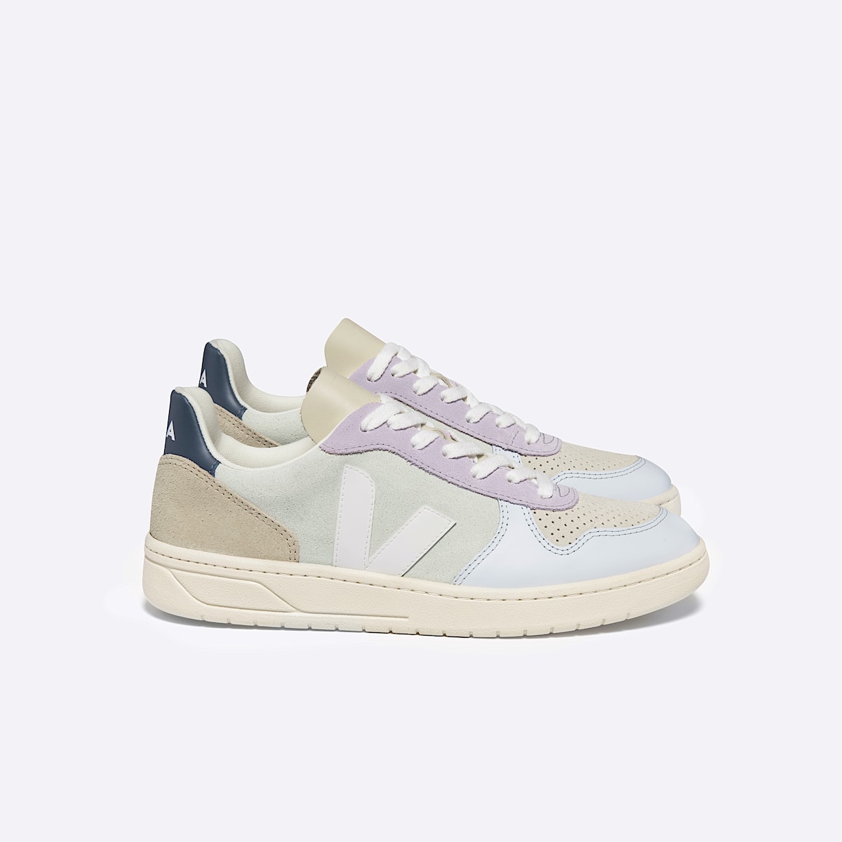 veja sapatilhas v-10 camurça multicolor VX0303119 Lateral view