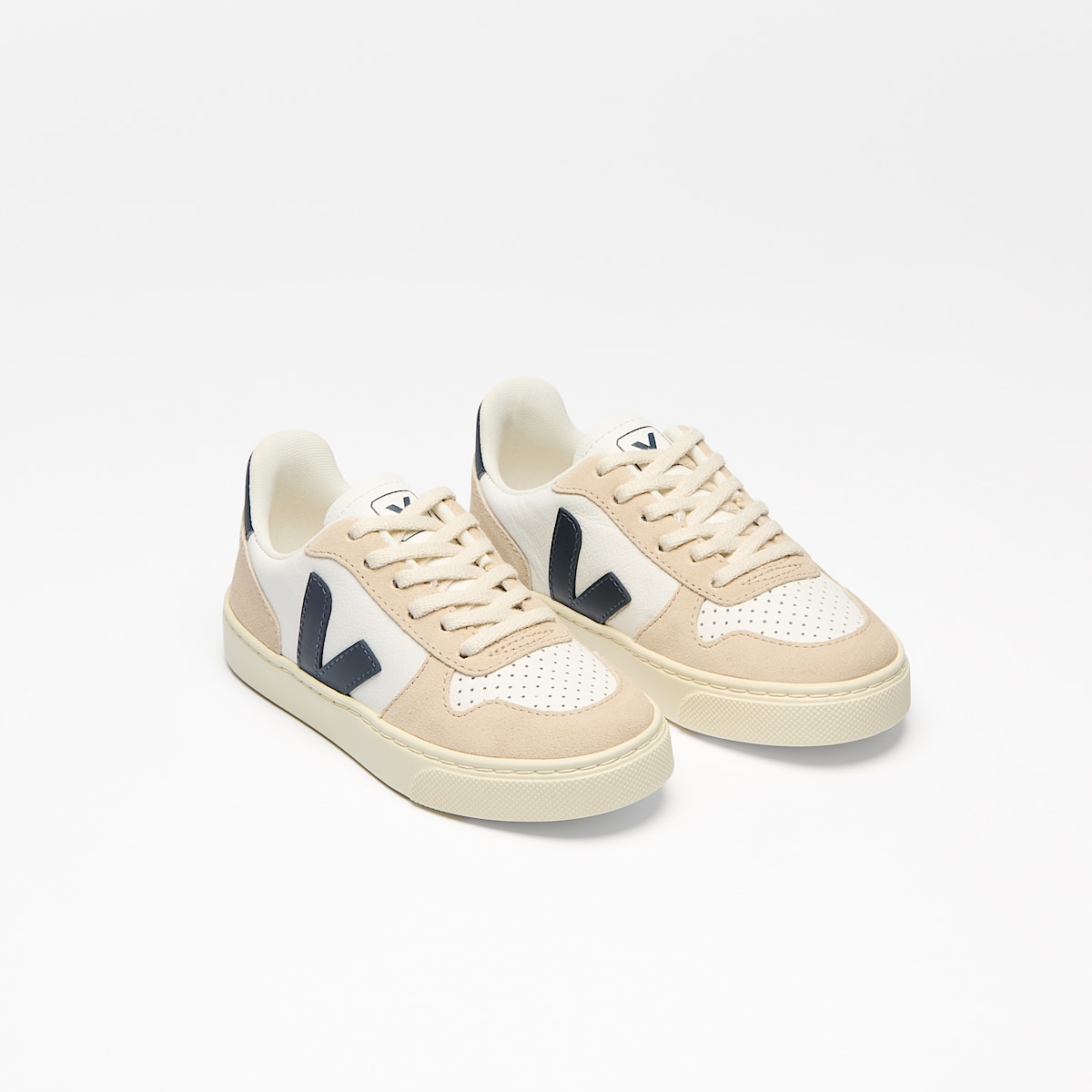 veja sapatilhas small-v-10-laces couro branco CX0503807 Top view