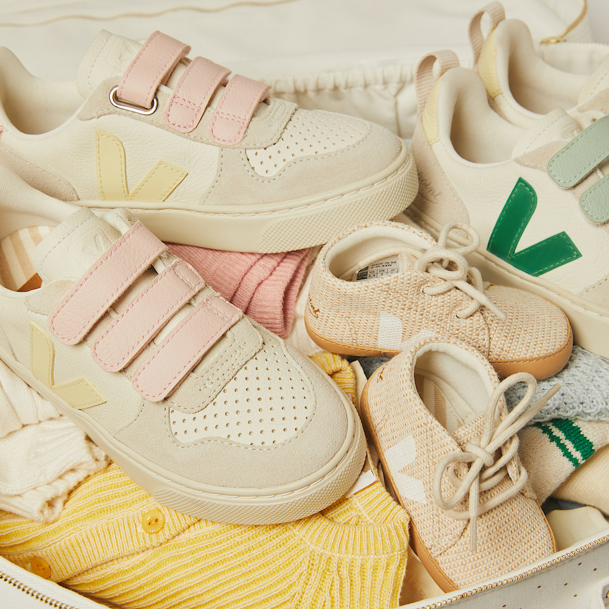 veja sapatilhas small-v-10-veja-x-bonpoint couro amarelo BO0520723