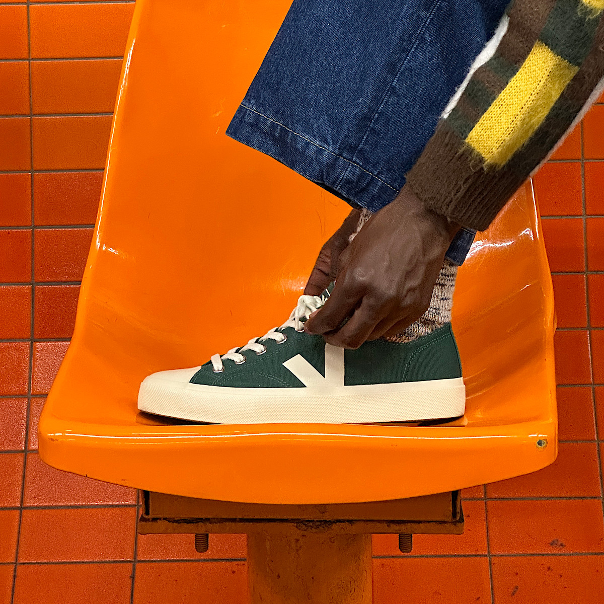 veja sneakers wata-ii-low cotone-biologico verde PL0102836