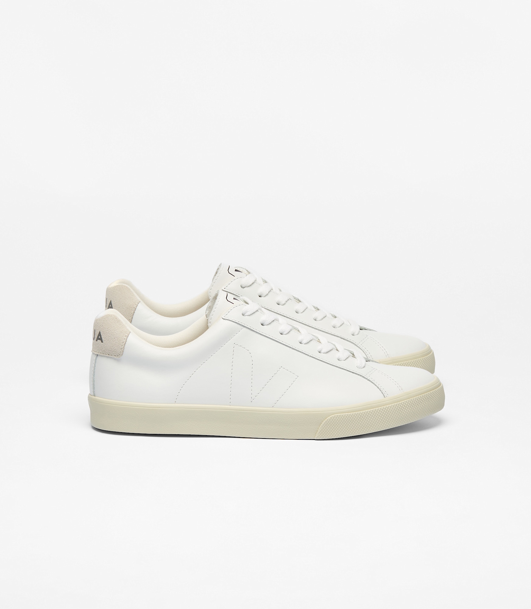 Veja | Esplar Leather Trainers - White Platine | The Sports Edit