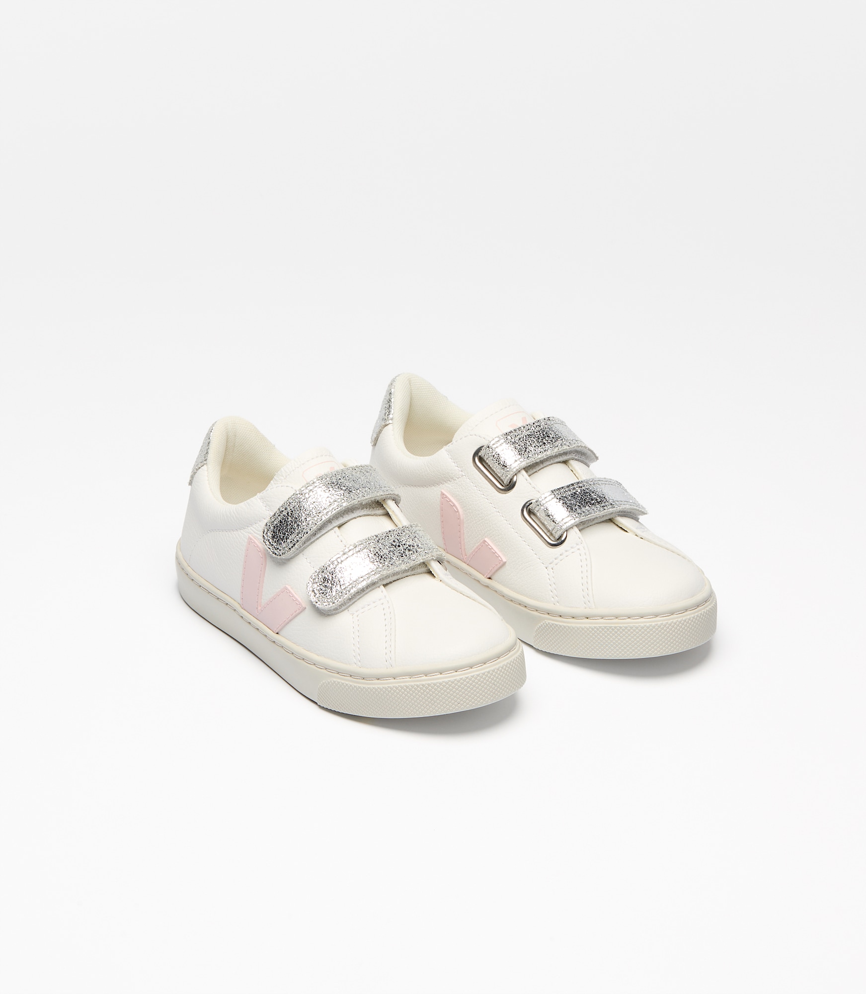 【送料&関税込】Veja esplar White Sneakers With Contrasting ESPLAR LEATHER WHITE PETALE SILVER | VEJA