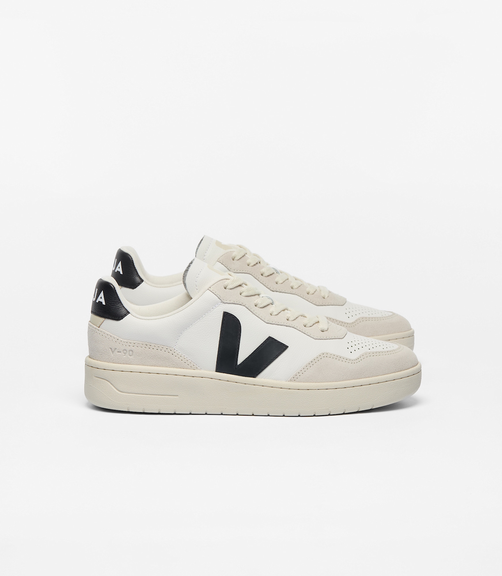 V-90 LEATHER WHITE BLACK | VEJA