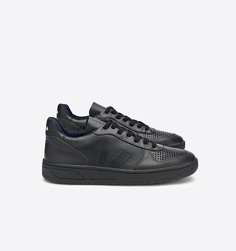veja sneakers v-10 皮革 黑色 VX0200001 Lateral view