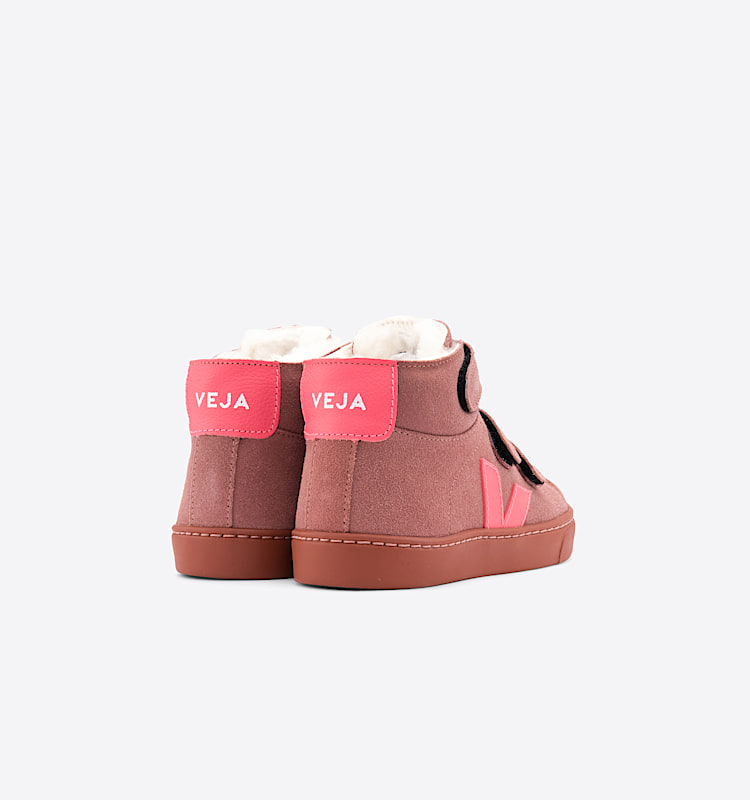 veja sneakers small-esplar-mid-fur forro rosa MF0902407 Back view