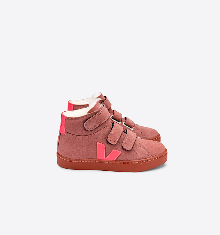 veja sneakers small-esplar-mid-fur fourré rose MF0902407 Lateral view