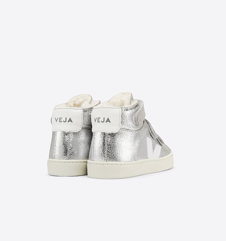 veja sneakers small-esplar-mid-fur felpudo prateado MF0902723 Back view