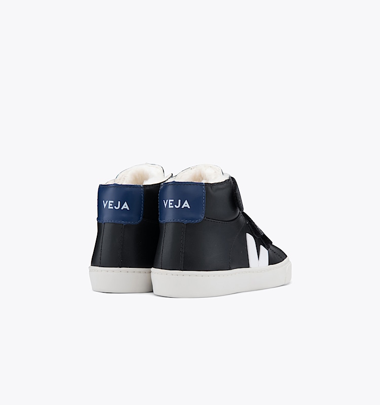 veja sneakers small-esplar-mid-fur forro negro MF0802035 Back view