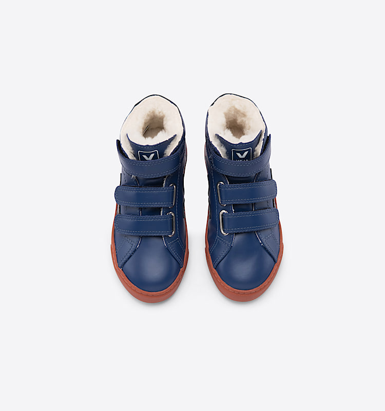 veja sneakers small-esplar-mid-fur fourré bleu MF0802003 Top view