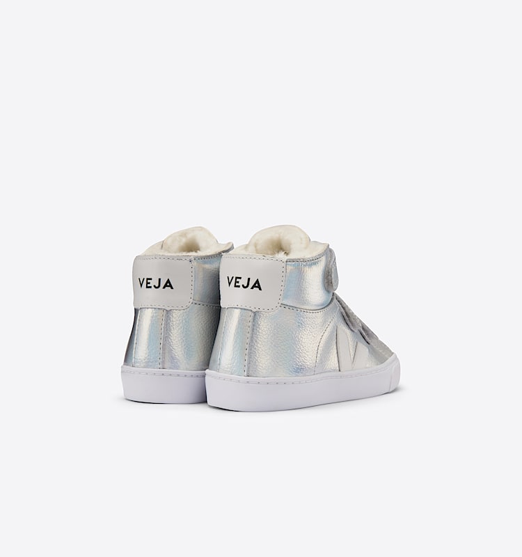 veja sneakers small-esplar-mid-fur felpudo prateado MF0802018 Back view