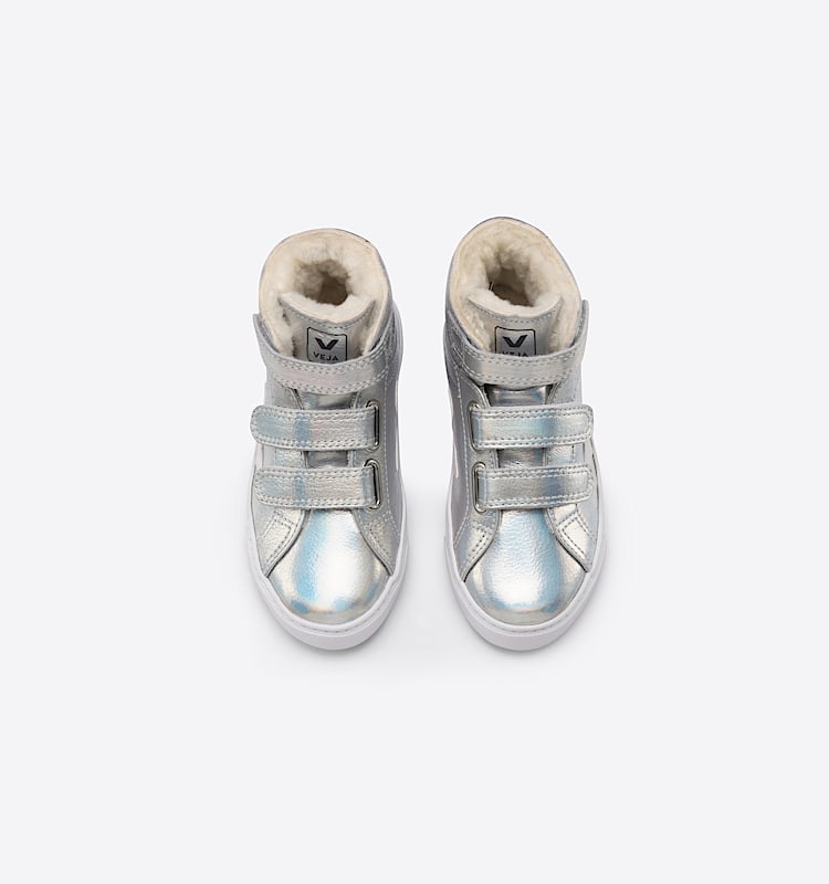 veja sneakers small-esplar-mid-fur felpudo prateado MF0802018 Top view