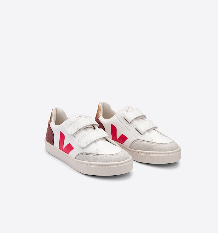 veja sneakers small-v-12 couro branco XV0502404 Top view