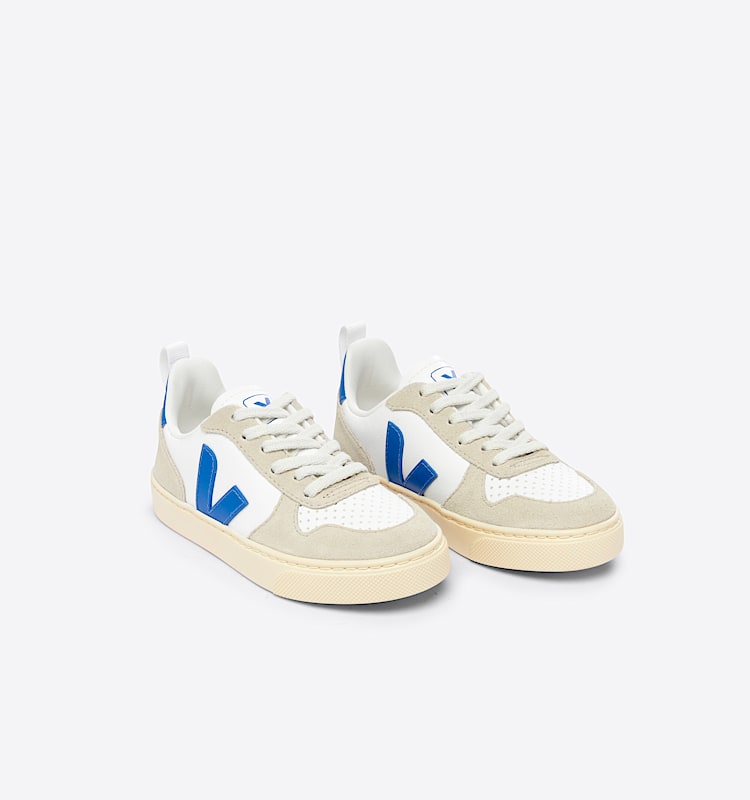 veja sapatilhas small-v-10-laces couro branco CX0503260 Top view