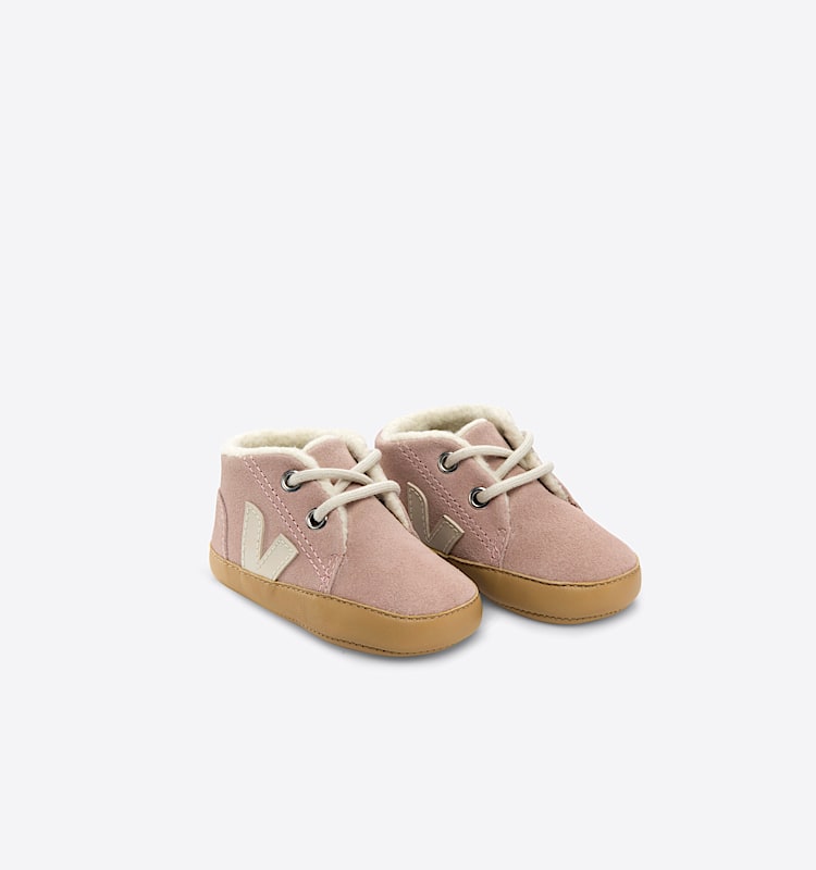 veja sapatilhas baby-winter camurça cor-de-rosa BF0303445 Top view