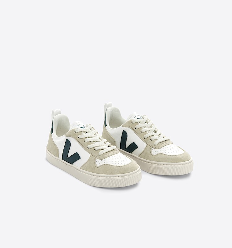 veja sapatilhas small-v-10-laces couro branco CX0703424 Top view