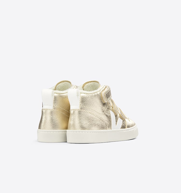 veja sneakers small-v-10-mid-winter pälsig guld DF0503428 Back view